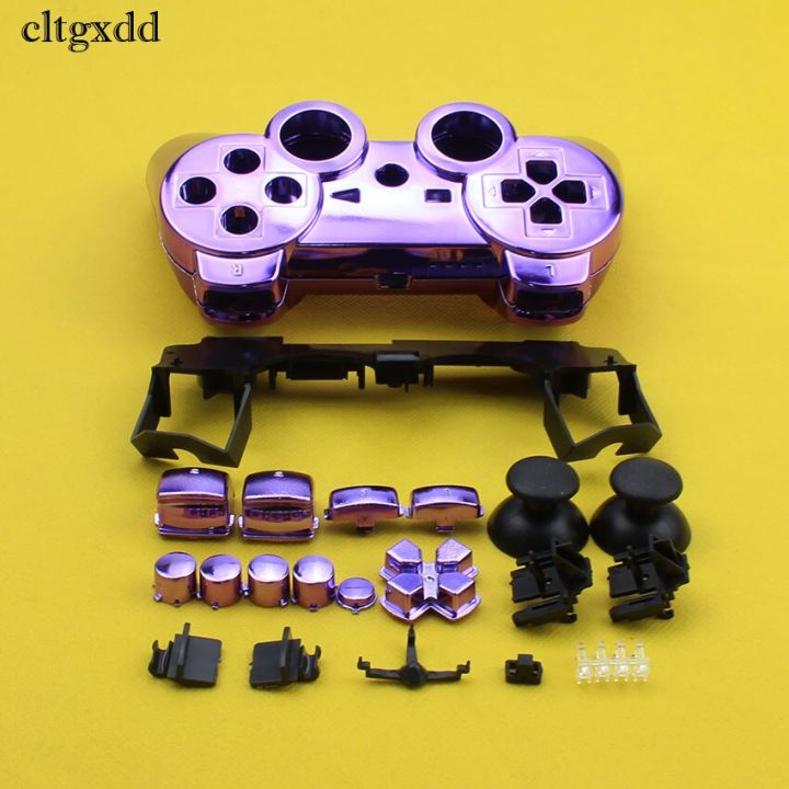 1-set-suitable-for-ps3-wireless-games-electroplating-plastic-solid-color-handle-complete-shell-with-inner-frame-buttons-14-color