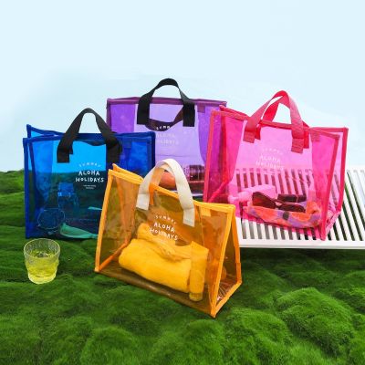 Colorful Candy Color Travel Beach Bag Transparent Waterproof Gym Swimming Large Wash Storage Bag Fashion Casual 【MAY】
