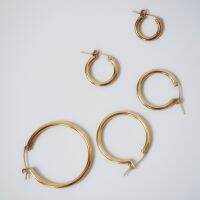 Vowaccessories Simple Slim ต่างหูห่วง สแตนเลสสตีล สีทอง14K