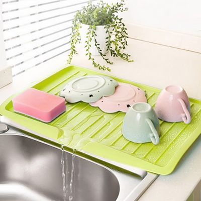 【CW】 Drain Rack Silicone Dish Drainer Tray Large Sink Worktop Organizer Drying Dishes Tableware