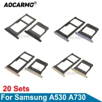 Aocarmo 20Sets For Samsung Galaxy A8 Plus 2018 A530 A730 A730F Single Dual Sim Card Tray MicroSD TF Holder Nano Slot SIM Tools