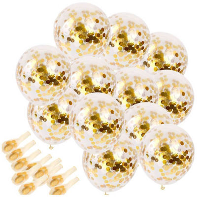 5/10/15/20/25 pcs Birthday Party Decors Gold Confetti บอลลูน 12 นิ้วลูกโป่งงานแต่งงาน Decors Baby Shower Party Supplies-iewo9238