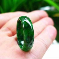 แหวนหยกธรรมชาติพม่า Jadeite แหวนเครื่องประดับเครื่องประดับ Fine ดอกไม้แห้งแหวนนิ้วสีเขียวผู้ชายผู้หญิงมรกต Jades แหวนหิน