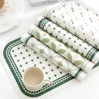 INS Leather Placemat Green Waterproof Oil-proof Table Mat Japanese Style Simple Heat Resistant Mat Home Dinning Table Decoration