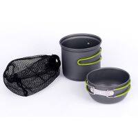 【LZ】♣  1.23L   0.62L Outdoor Camping Pot Panelas De Piquenique Portátil Conjunto Louça Ao Ar Livre Liga De Alumínio Camping Utensílios Pratos Turísticos