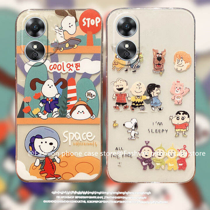 phone-case-เคส-oppo-a38-4g-เคสนิ่มลายการ์ตูนสนูปปี้เคสโทรศัพท์ใสป้องกันเลนส์ซิลิโคน-oppoa38-4g-2023