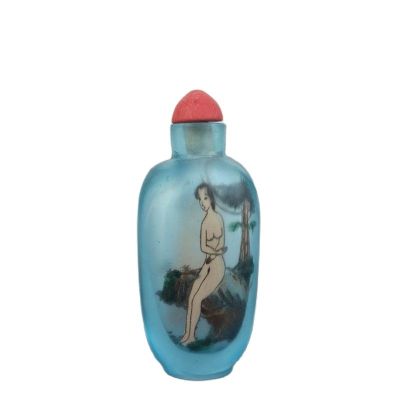 ◙☋❣ Chinese Old Beijing Glass Built-In Painting Snuff Bottle Inside Painted Human Body Nude Painting
