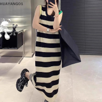 HUAYANG01 [2023 new HOT FASHION] lazlook ชุดถักยาวผู้หญิง O-Neck-A-Line All-Match แฟชั่นลำลองชุดสไตล์เกาหลี