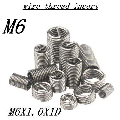 50pcs M6x1.0x1D Wire Thread Insert Stainless Steel 304 Wire Screw Sleeve M6 Screw Bushing Helicoil Wire Thread Inserts