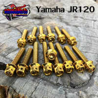 น็อตแคร้งเครื่องสแตนเลสแท้ Yamaha JR120 สีทอง 15ตัว ซ้าย-ขวา