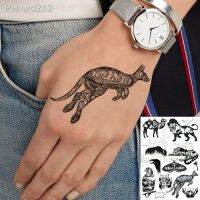 Waterproof Temporary Tattoo Sticker Kangaroo Polar Bear Camel Eagle Lion Leopard Flash Tatoo Fake Tatto Art for Men Women