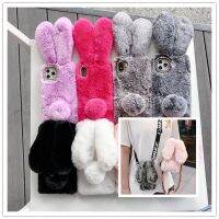 [Beike electronic] สายคล้องคอสำหรับ Samsung Galaxy A02 A12 A22 A42 A82 F62 M62 F52 Xcover 5 S21 FE Plus Ultra Fluffy กระต่าย Plush Shell