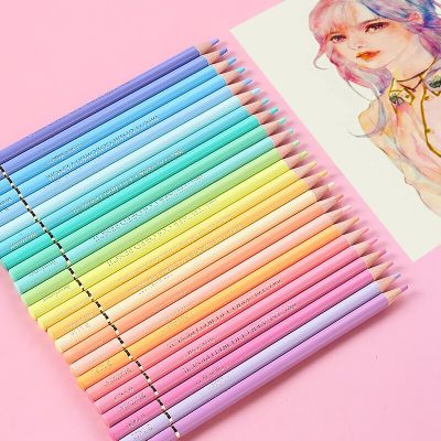 12/24 Color Macaron Oily Color Pencil Set Round Stick Paint Painting Pencil Sketch Graffiti Coloring Art Supplies Stationery