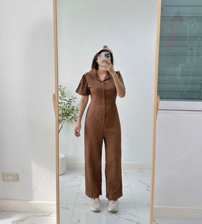 พร้อมส่ง-จั้มสูทขายาว-ผ้าเปลือกไม้-jj32