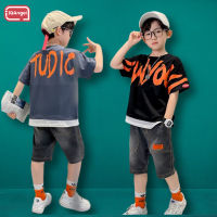 TG Childrens suits, boys summer new short-sleeved t-shirt tide brand suits, medium and large childrens thin fashion two-piece suits