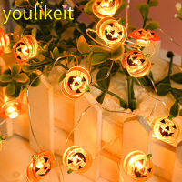 Yulikeit สายไฟประดับฟักทองยาว2เมตร20ชิ้นลวดทองแดง LED แบตเตอรี่ DIY ตกแต่งฮาโลวีนตกแต่งในร่มกลางแจ้ง