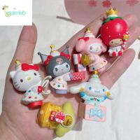 XSUIMI สาวน่ารัก PVC Kitty แมวเครื่องประดับขนาดเล็กสุดพิเศษสำหรับเทศกาลคริสต์มาสของขวัญสำหรับเด็กๆโมเดลตุ๊กตา Kuromi โมเดลตุ๊กตาอะนิเมะทำนองของฉัน