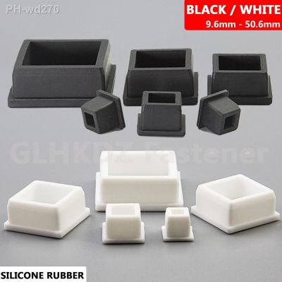 Square 9.6-50.6mm High Temp Silicone Rubber Blind Hole Plug Blanking End Cap Pipe Tube Stopper T-shape Inserts Seals Black White