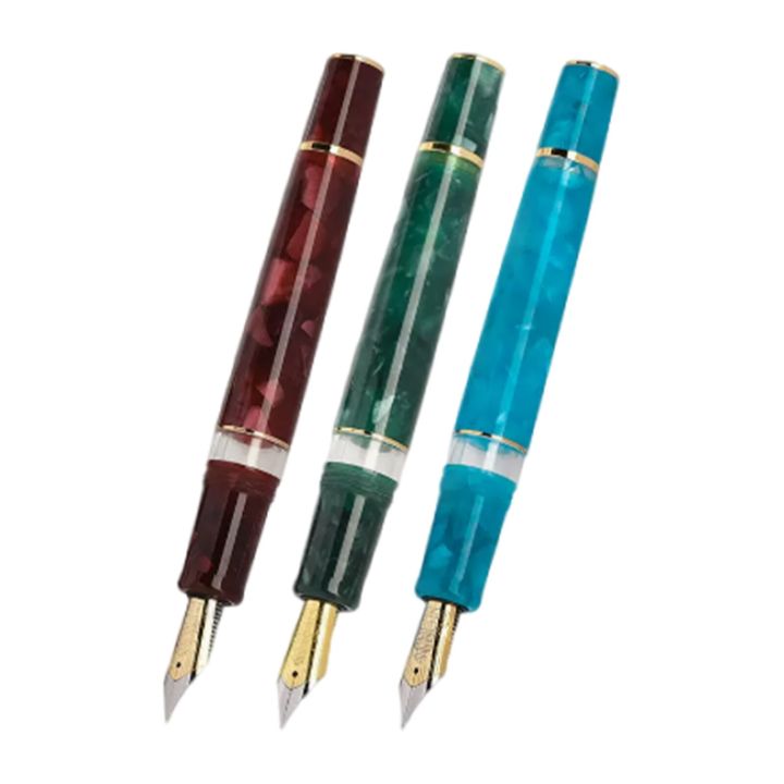 ปากกาอะคริลิคลูกสูบปากกาหมึกซึม-n1s-hongdian-การประดิษฐ์ตัวอักษรสวยงามอุปกรณ์สำนักงานโรงเรียนปากกาย้อนยุคน้ำเงินแดงเขียวปลายปากกา-ef-0-5มม