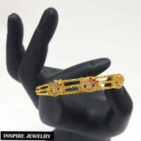 Inspire Jewelry ,กำไลแมว ประดับเพชรCZ  และพลอยชาตั้ม  ตัวเรือนหุ้มทองแท้ 24K ขนาด 56 MM และสามารถปรับขนาดได้  พร้อมกล่องกำไลหรู