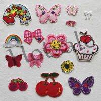 【hot sale】 ∋₪▼ B15 Embroidered Patch Parches Ropa Clothes Stickers Heat Press Appliqued Diy Iron-On Transfers Stripes Rainbow Cherry Butterfly