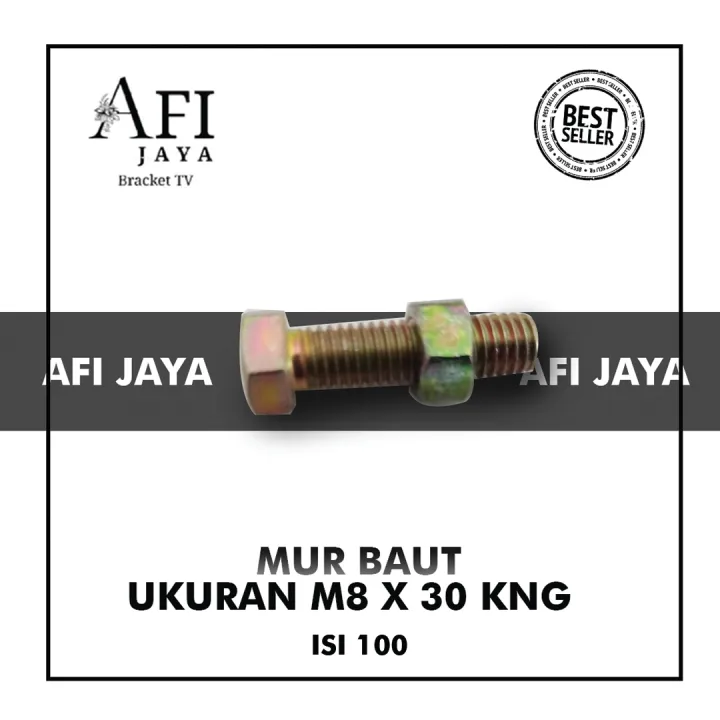 MUR BAUT UKURAN M8 X 30MM KUNING (100 PCS)- BAUT MUR M8x30- BAUT KUNING ...