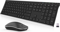 Arteck 2.4G Wireless Keyboard and Mouse Combo Stainless Steel Ultra Slim Full Size Keyboard Keyboard and Ergonomic Mice for Computer Desktop PC Laptop and Windows 11/10/8 Build in Rechargeable Battery