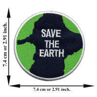 ตัดรีด ตัวรีดติดเสื้อ อาร์มปัก ติดเสื้อปัก ปักเสื้อ DIY ลาย SAVE THE EARTH สีเขียว มีบริการเก็บเงินปลายทาง