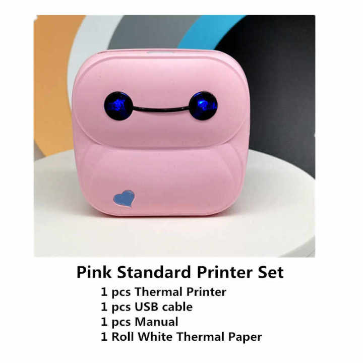 เครื่องปริ้นเทอร์มอลขาวดำไร้หมึก-a6-เครื่องพิมพ์ภาพ-p8-baypage-bluetooth-ไร้สายเครื่องพิมพ์สติกเกอร์-สี-pink-แถมฟรีกระดาษสติกเกอร์-3ม้วน