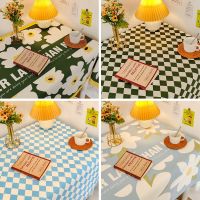 Ins Checkerboard Tablecloth Jacquard Fabric Desk Table Cloth Mat Background Cloth Home Decoration Nordic Modern Table Livingroom