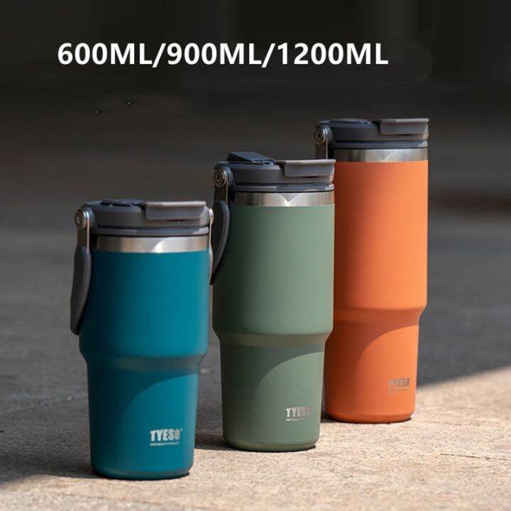 แก้วพร้อมหลอดร้อนเหล็กกันสนิมสองชั้น900มล-1200มล-กาแฟ-ชา-แฟลชร้อน-การเดินทางรถยนต์-ปีนเขาร้อนพร้อมที่จับ
