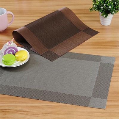 1PC Waterproof PVC Placemat European Rectangular Dining Table Mat Coaster Slip-Resistant Drink Coasters Cup Pads Home Washable