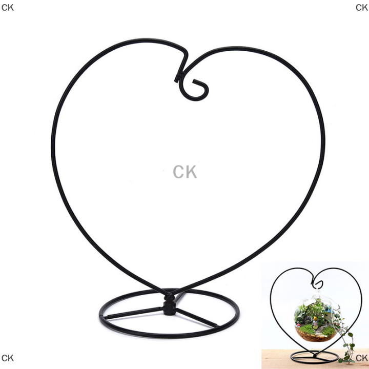 ck-black-heart-shaped-เหล็กแขวนโรงงานแจกันแก้ว-terrarium-stand-holder