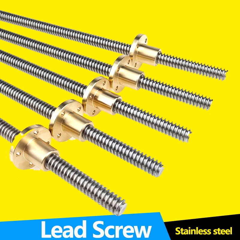 CNCCANEN 300mm T8 Stainless Steel Threaded Rod Lead Screw with Brass Nut for CNC Machine 