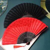 High Grade Lace Womens Dance Fan Chinese Style Cotton Hemp Walk Show Fan Family Decoration Craft Fan