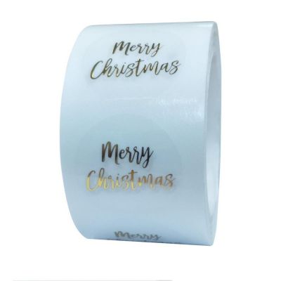 Round Clear Merry Christmas Stickers 500pcs Sealing Label Stickers for Thank You Card Box Package Wedding Party Christmas Gifts Stickers Labels