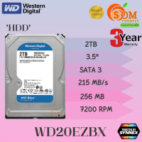 (WD20EZBX) 2TB 3.5" HDD PC (ฮาร์ดดิสก์คอมพิวเตอร์) WD BLUE 7200RPM SATA-3256MB ประกัน 3 ปี Synnex