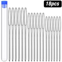 KAOBUY 18 PCS Large-Eye Blunt Needles Stainless Steel Yarn Knitting Needles Leather Sewing Needle Hand Sewing tools Knitting  Crochet