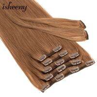 Isheeny กิ๊บติดผมต่อผมแท้ขนาด14 "-24" กิ๊บหนีบผม Remy จากบราซิลธรรมชาติกิ๊บติดผมแท้จากมนุษย์น้ำหนัก80กรัม-140กรัม