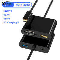 Type-C ถึง4K อะแดปเตอร์ VGA ที่รองรับ Hdmi 4-In-1 Hub Usb 3.0 Otg ชาร์จพลังงาน Pd พอร์ตสำหรับคอมพิวเตอร์มือถือโน๊ตบุ๊ค