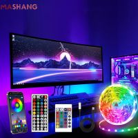 [Qingxin fabrics] ไฟแถบไฟ Led RGB กันน้ำกลางแจ้ง5050 1-5ม. DC5V บลูทูธไฟ Led ขับเคลื่อนด้วย USB แถบไฟ Led S ไฟด้านหลังทีวีเทป Hiasan Kamar เล่นเกม