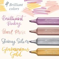 Faber Castell Metallic Brilliant Textliner Original Highlighter 4/8Color Set Bright Marker Writing Art Pen