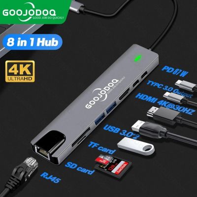 GOOJODOQ USB C USB ฮับ USB 3.0 Type C อะแดปเตอร์ฮับที่เข้ากันได้กับ HDMI Thunderbolt 3 PD USB C Dock สำหรับ Ipad Macbook Nintendo Switch