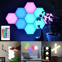 Remote Control Hexagon Wall Lights Smart Wall-Mounted Touch-Sensitive DIY Geometric Modular Gaming Room Decor RGB Night Lights Night Lights