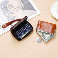 New Change Card Bag Womens Buckle Coin Purse 4 "zipper Clip Bag Handheld Bag Leather Temperament Bag