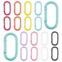 1Box Oval Keychain Clips 18pcs 9 Colors Aluminum Snap Hook Keyring 1.9 Inch Colorful Metal Keychain D Shape Buckles Keychain Clip Hook Push Gate Clip for Keychains DIY Craft Making