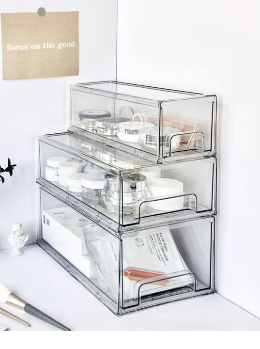 Big Capacity Stackable Transparent Dust Proof Desktop Storage