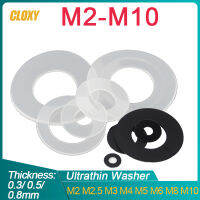 【2023】50 100pcs 0.3 0.5 0.8mm Black White Plastic Nylon Ultrathin Washer Flat Ring Seal Washer Gasket M2 M2.5 M3 M4 M5 M6 M8 M10