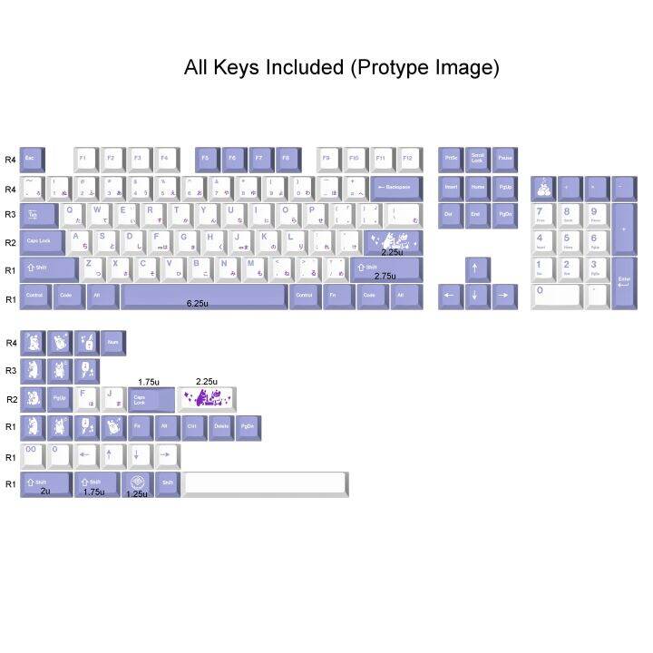 137 Rabbits Dye Sub Keycaps Purple White Thick PBT Cherry Profile ...