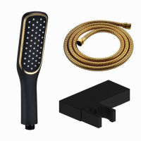 matt black brass shower holder abs Hand Held Shower Head With gold Wall Connector 1.5m Hose Set TH047